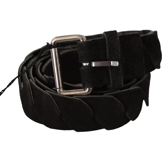 GF Ferre Black WX Silver Tone Buckle Waist Belt BEL61004 -100