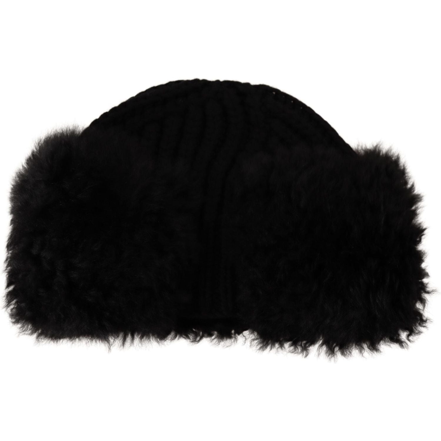 Dolce & Gabbana Black Cashmere Fur Women Beanie Women Hat