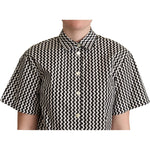 Dolce & Gabbana Zigzag Elegance Cotton Polo Top Blouse Top Dolce & Gabbana Light Gray