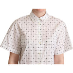 Dolce & Gabbana Chic Monochrome Polka Dot Polo Top Blouse Top Dolce & Gabbana Light Gray