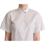 Dolce & Gabbana White Black Polka Dots Collar Blouse Shirt