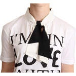Dolce & Gabbana Chic Love Slogan Silk Cotton Tee Dolce & Gabbana Light Gray