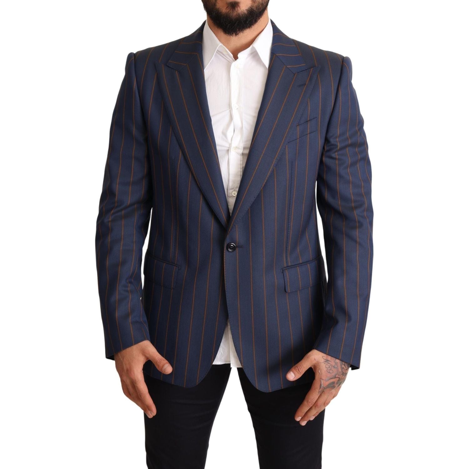 سترة صوفية مخططة باللون الأزرق من دولتشي آند غابانا أنيقة بقصّة Slim Fit