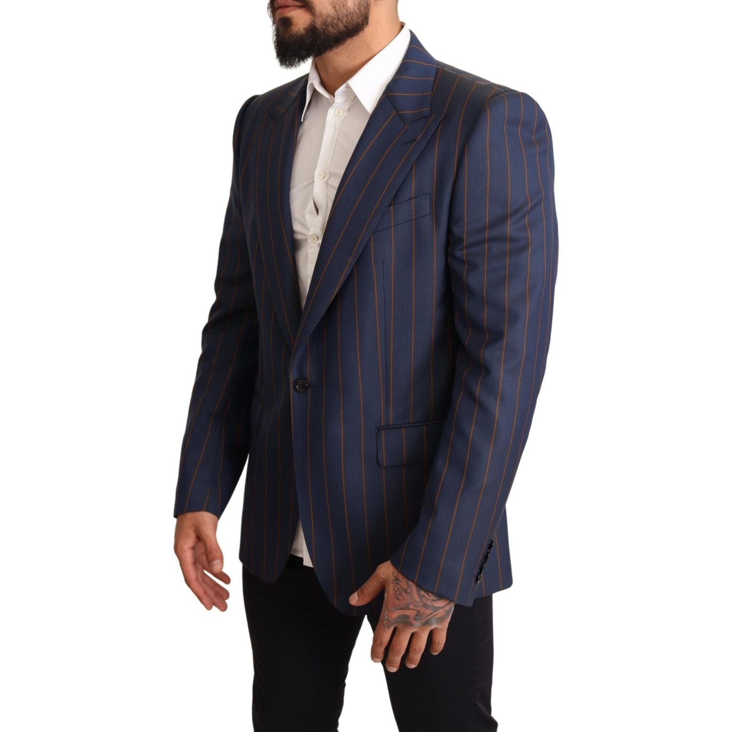 سترة صوفية مخططة باللون الأزرق من دولتشي آند غابانا أنيقة بقصّة Slim Fit