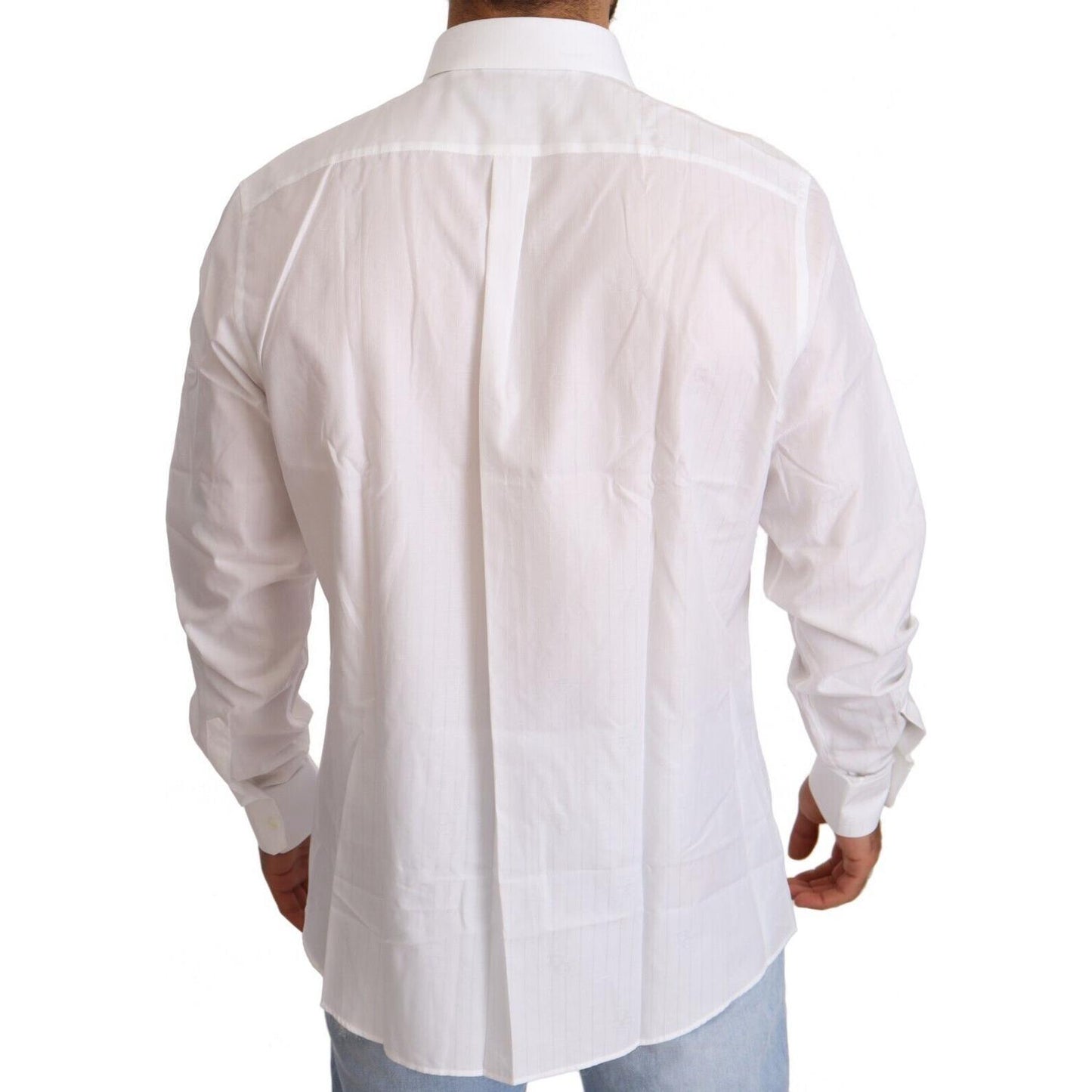 Dolce & Gabbana White Cotton Slim Fit Men MARTINI Shirt TSH6552 -44