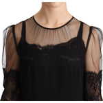 Dolce & Gabbana Elegant Lace Midi Dress in Black WOMAN DRESSES Dolce & Gabbana Rosy Brown