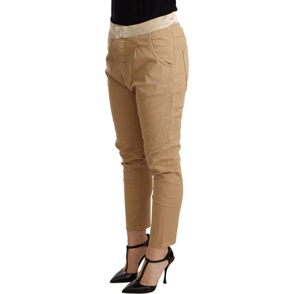 CYCLE Beige Mid Waist Slim Fit Skinny Stretch Trouser WOMAN TROUSERS
