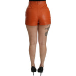 Dolce & Gabbana Chic Orange Leather High Waist Hot Pants Shorts Dolce & Gabbana Sienna
