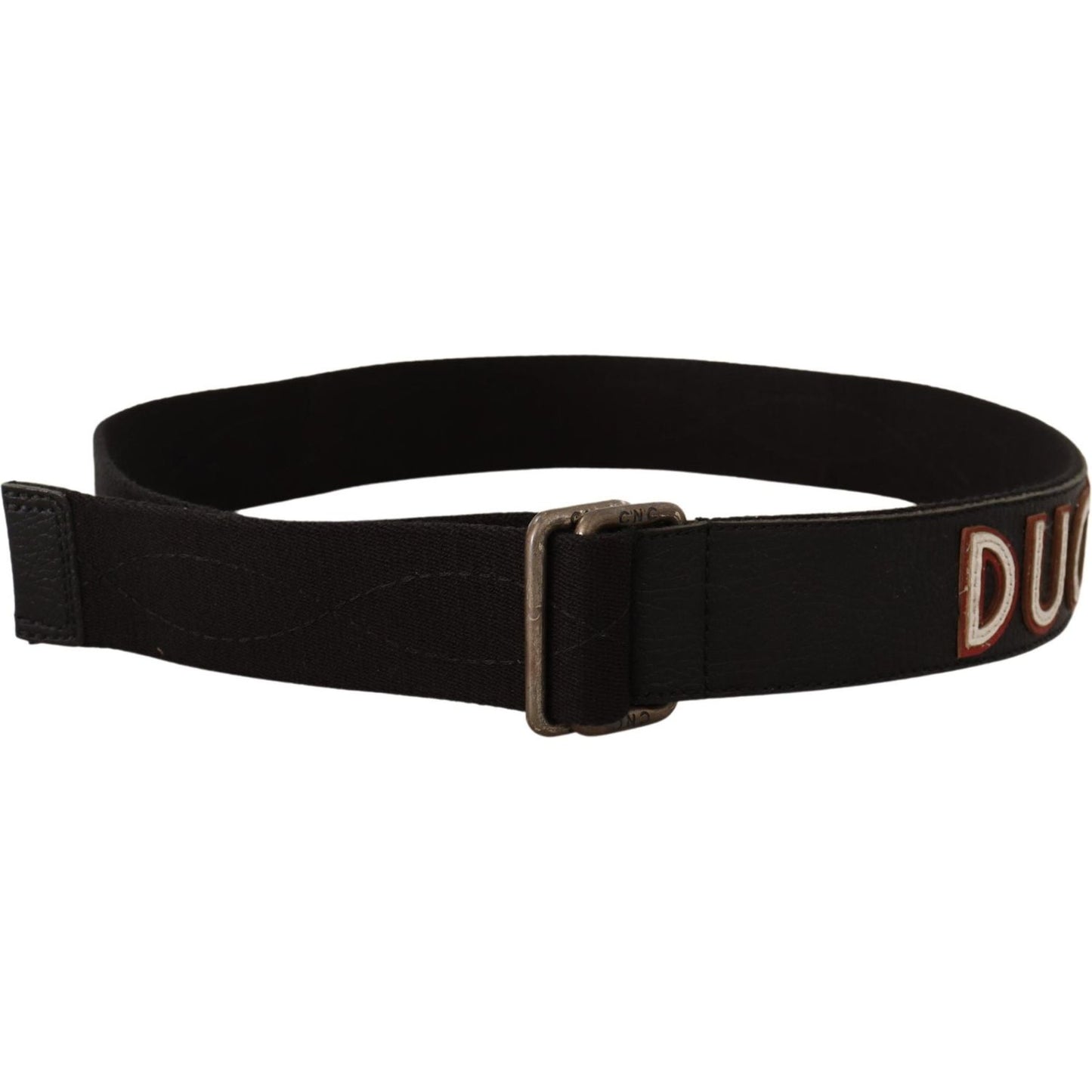 Costume National Black Cotton Ducati Metal Buckle Belt