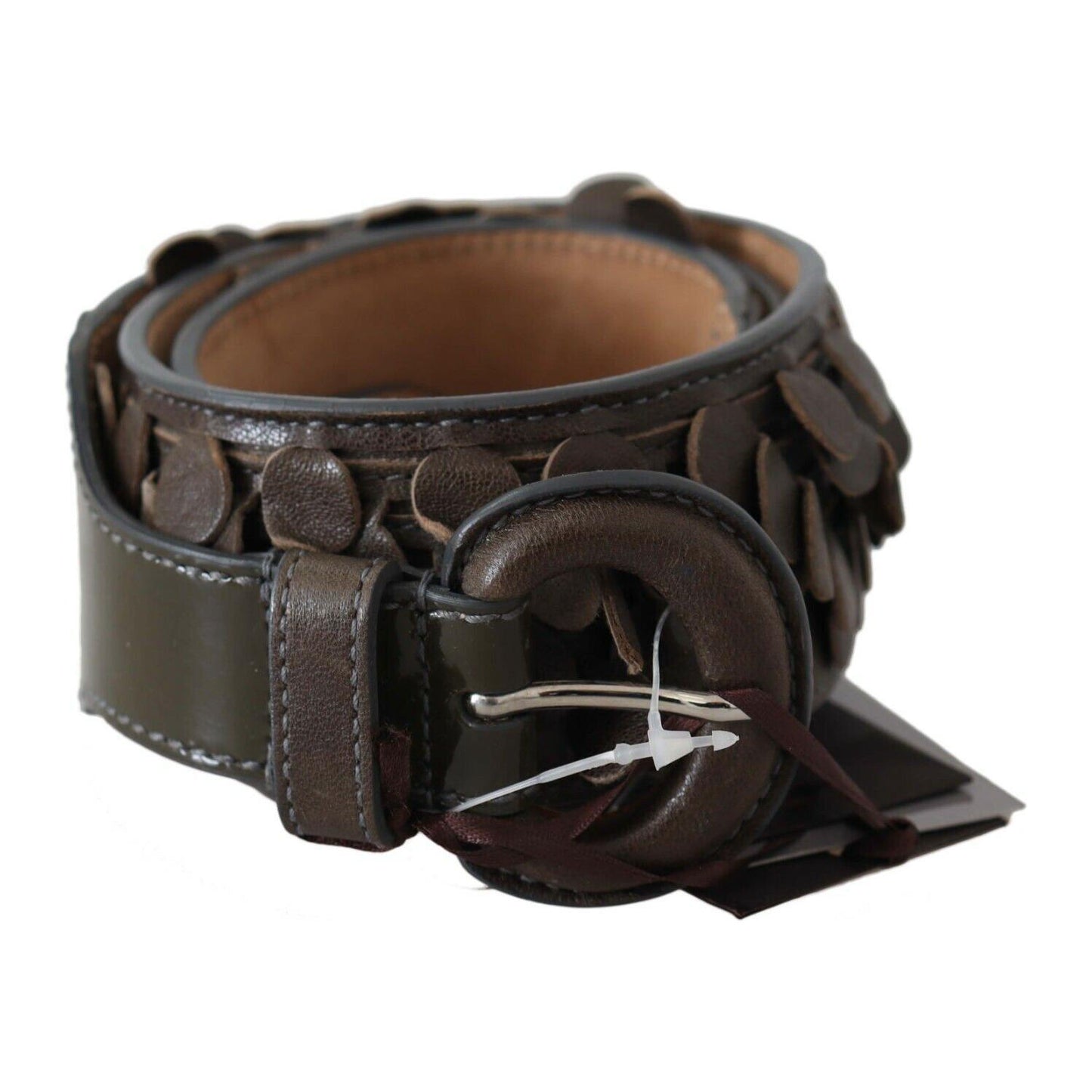Ermanno Scervino Dark Brown Leather Round Buckle Waist Belt