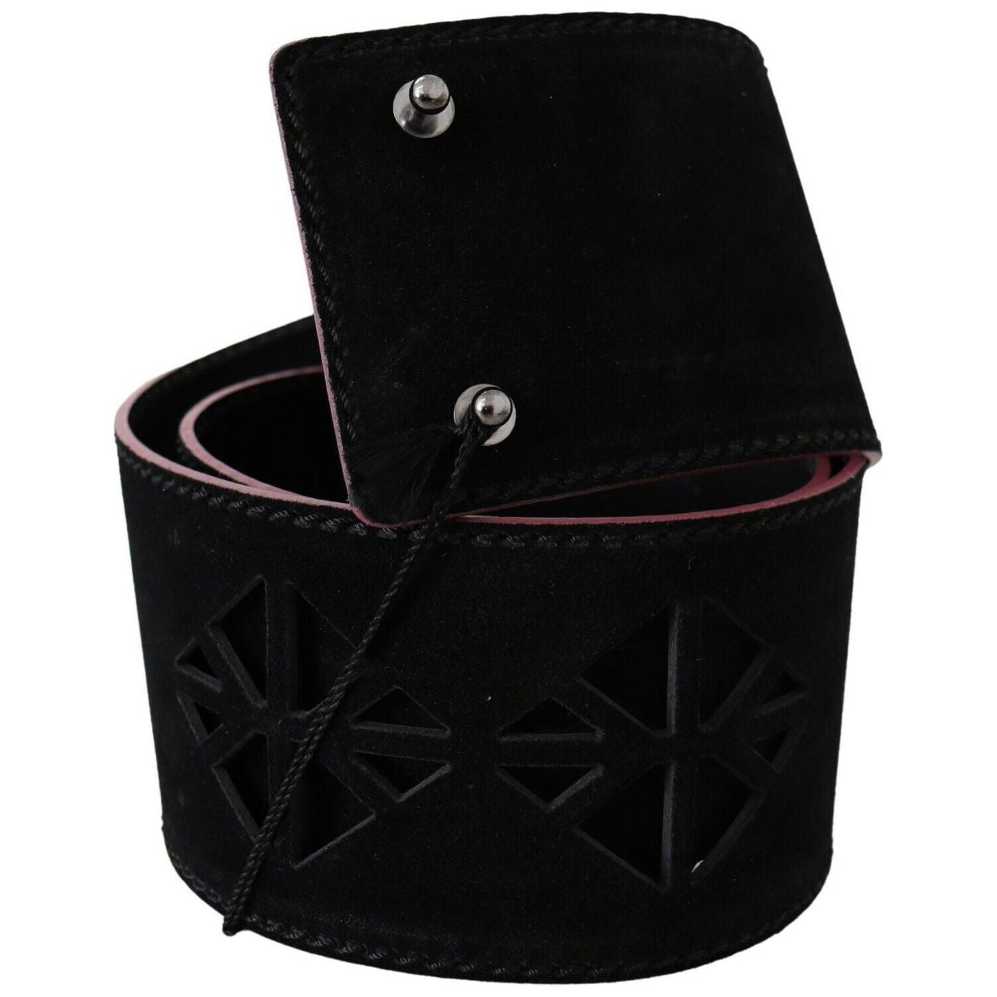 Costume National Black Leather Wide Waist Studded Women Belt