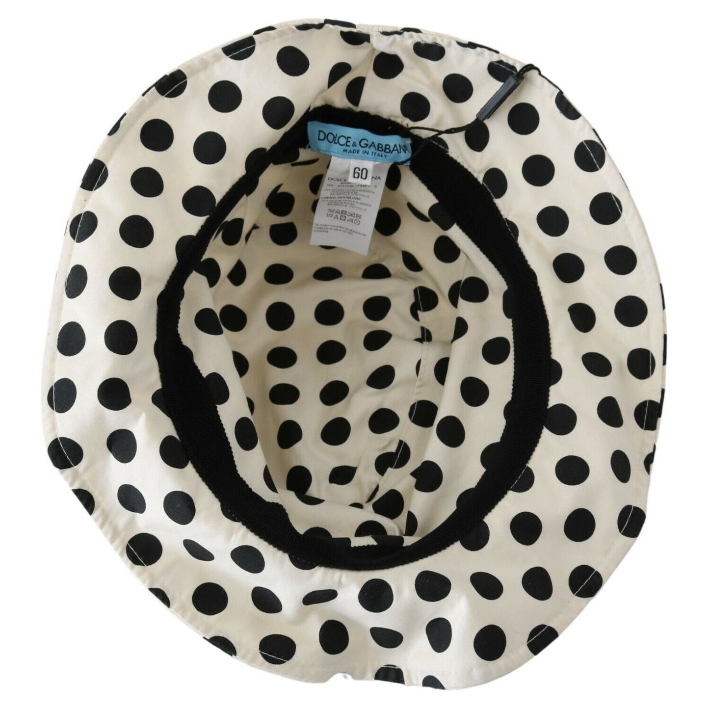 Dolce & Gabbana White 100% Cotton Polka Dot Design Trilby Hat