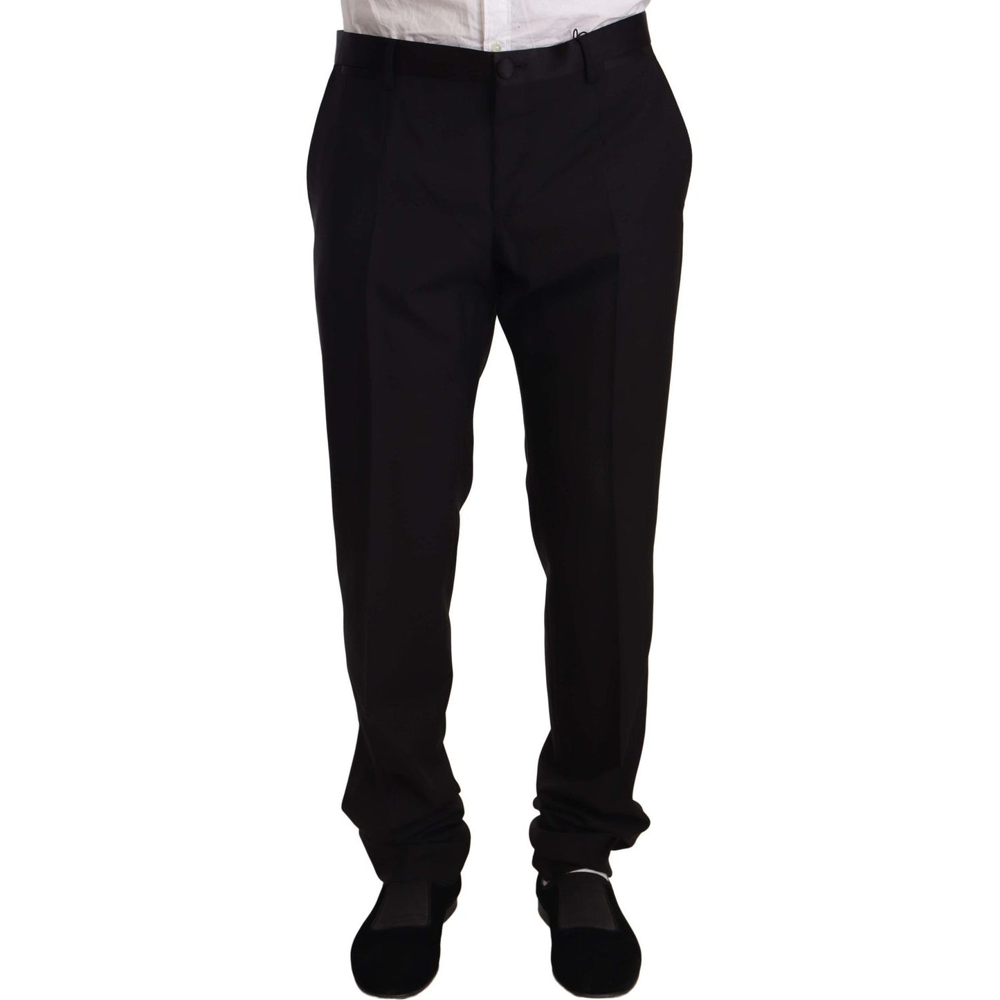 Dolce & Gabbana Black Wool Formal Tuxedo Trouser Pants