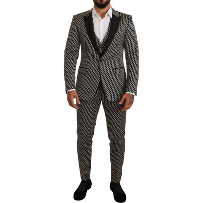 Dolce & Gabbana Black White Check 3 Piece Set MARTINI Suit