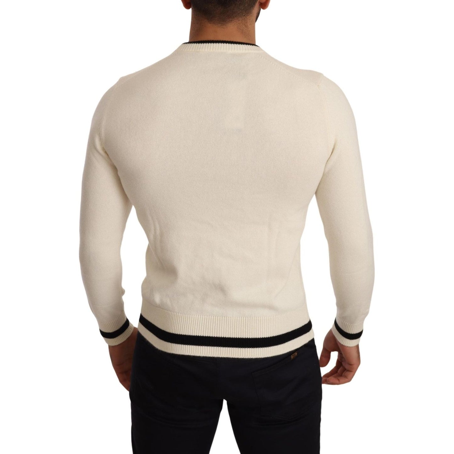 Dolce & Gabbana White Heraldic Cashmere Pullover Sweater TSH6578 -44