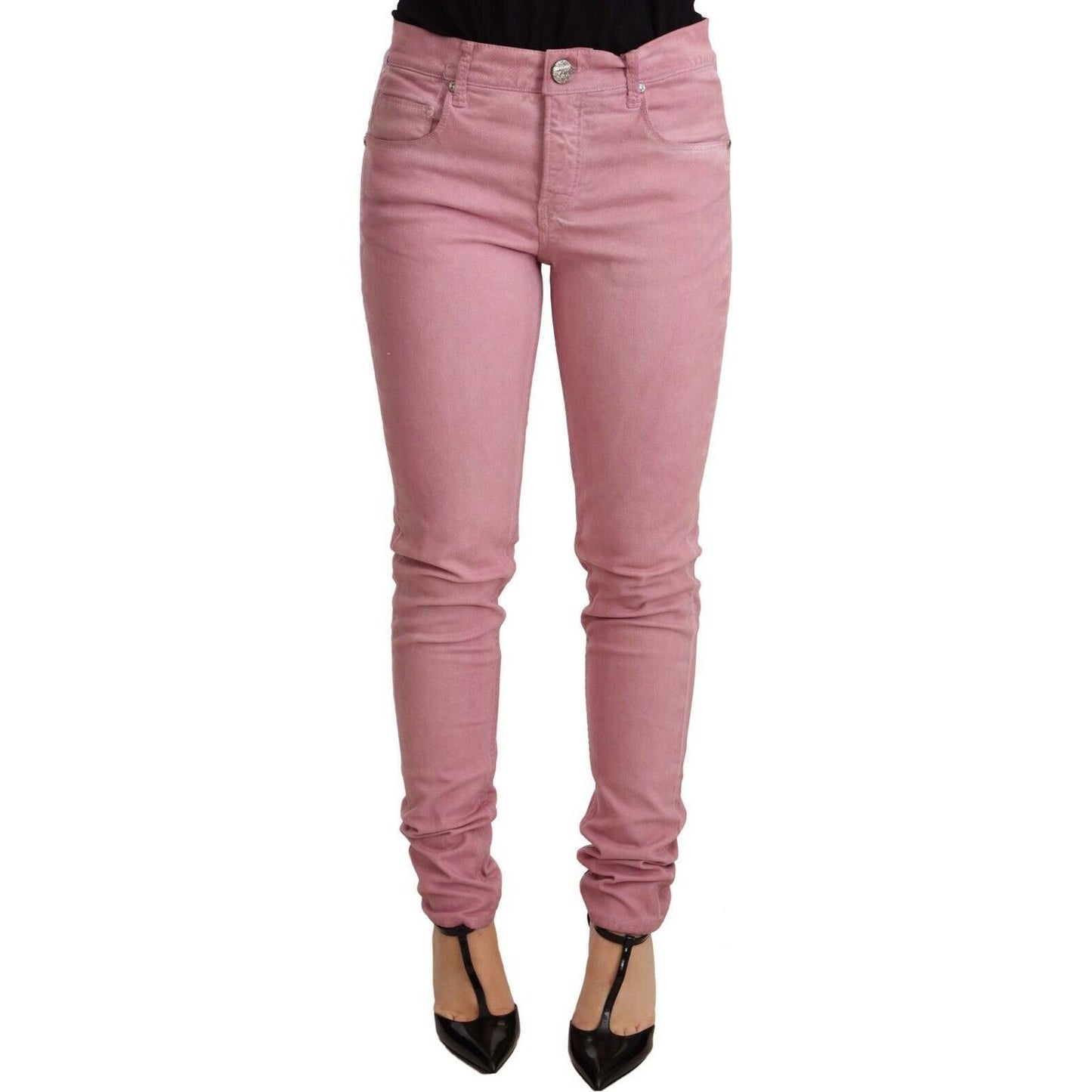 Acht Pink Cotton Slim Fit Women Denim Skinny Pants Jeans & Pants