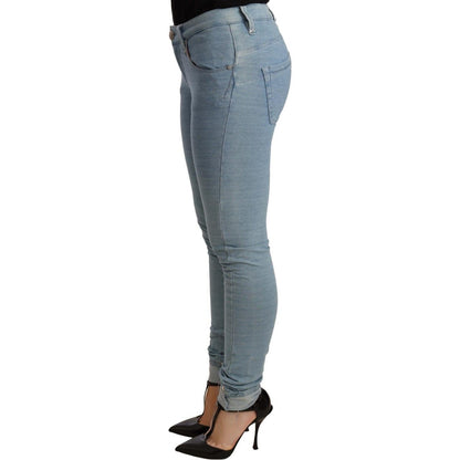 Acht Blue Cotton Stretch Hem Slim Fit Women Denim Trouser Jeans & Pants
