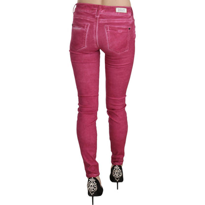 PLEIN SUD Pink Velvet Mid Waist Skinny Trouser Pants Jeans & Pants