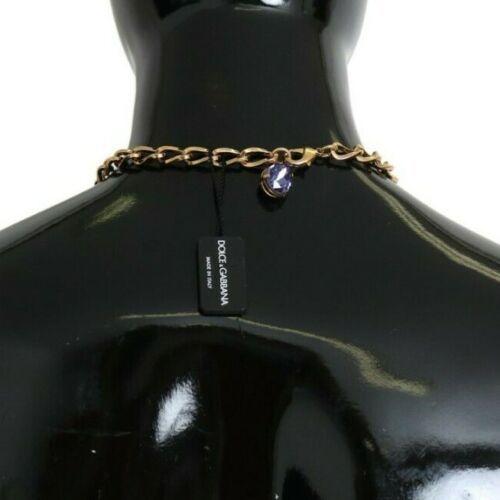Dolce & Gabbana Pink Gold Brass Crystal Purple Pearl Pendants Necklace