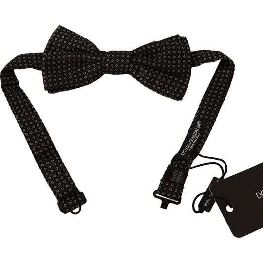 Dolce & Gabbana Black Patterned Adjustable Neck Papillon Bow Tie FT3523
