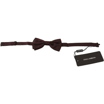 Dolce & Gabbana Brown Dotted Silk Adjustable Neck Papillon Bow Tie Necktie