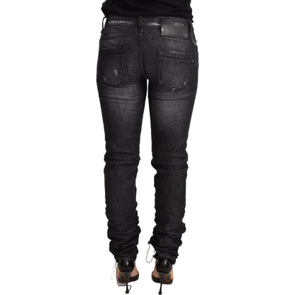 Acht Black Washed Cotton Low Waist Skinny Denim Trouser Jeans Jeans & Pants