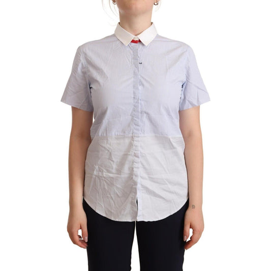 AGLINI Light Blue Cotton Short Sleeves Collared Polo Top WOMAN T-SHIRTS