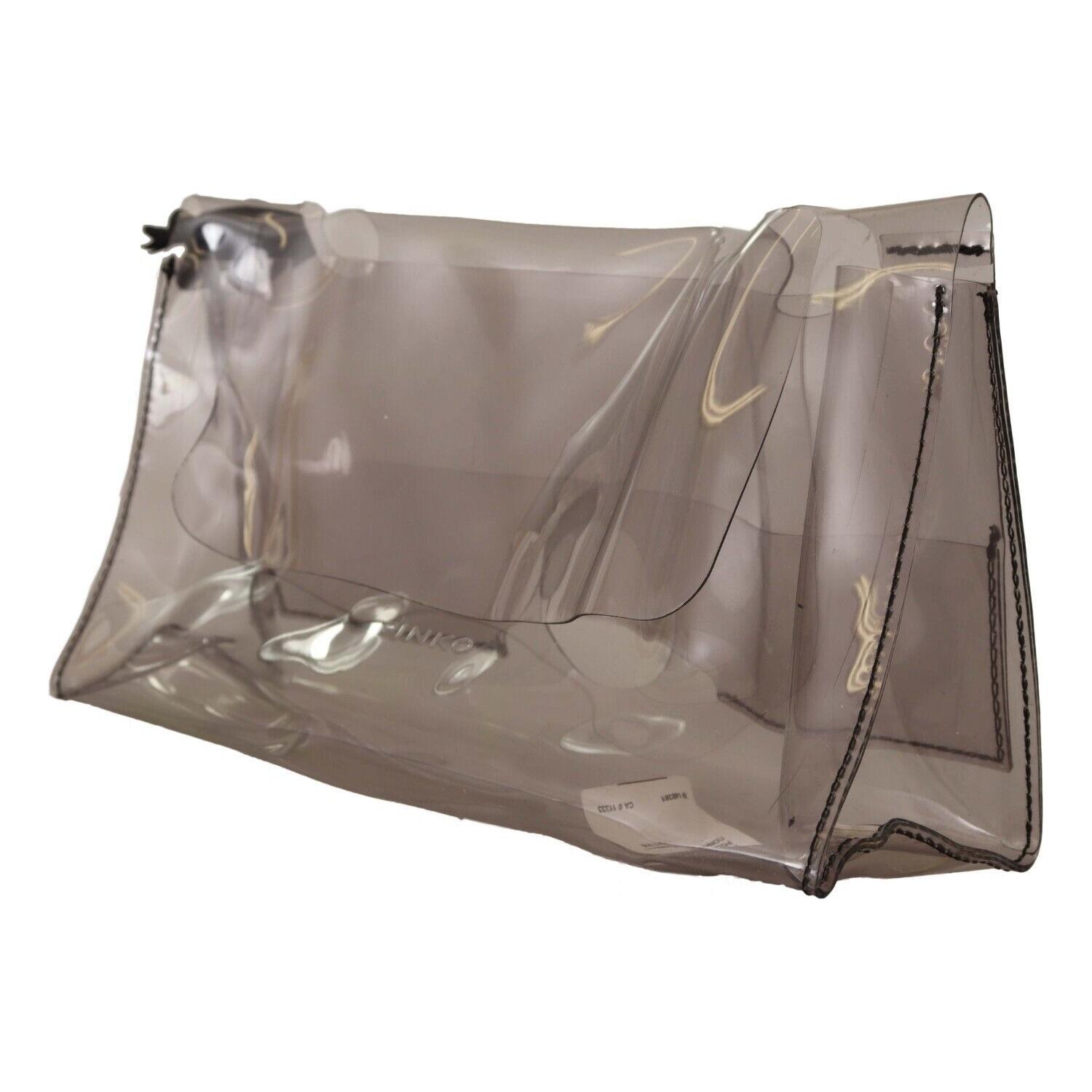 PINKO Black Clear Plastic Transparent Pouch Purse Clutch Bag