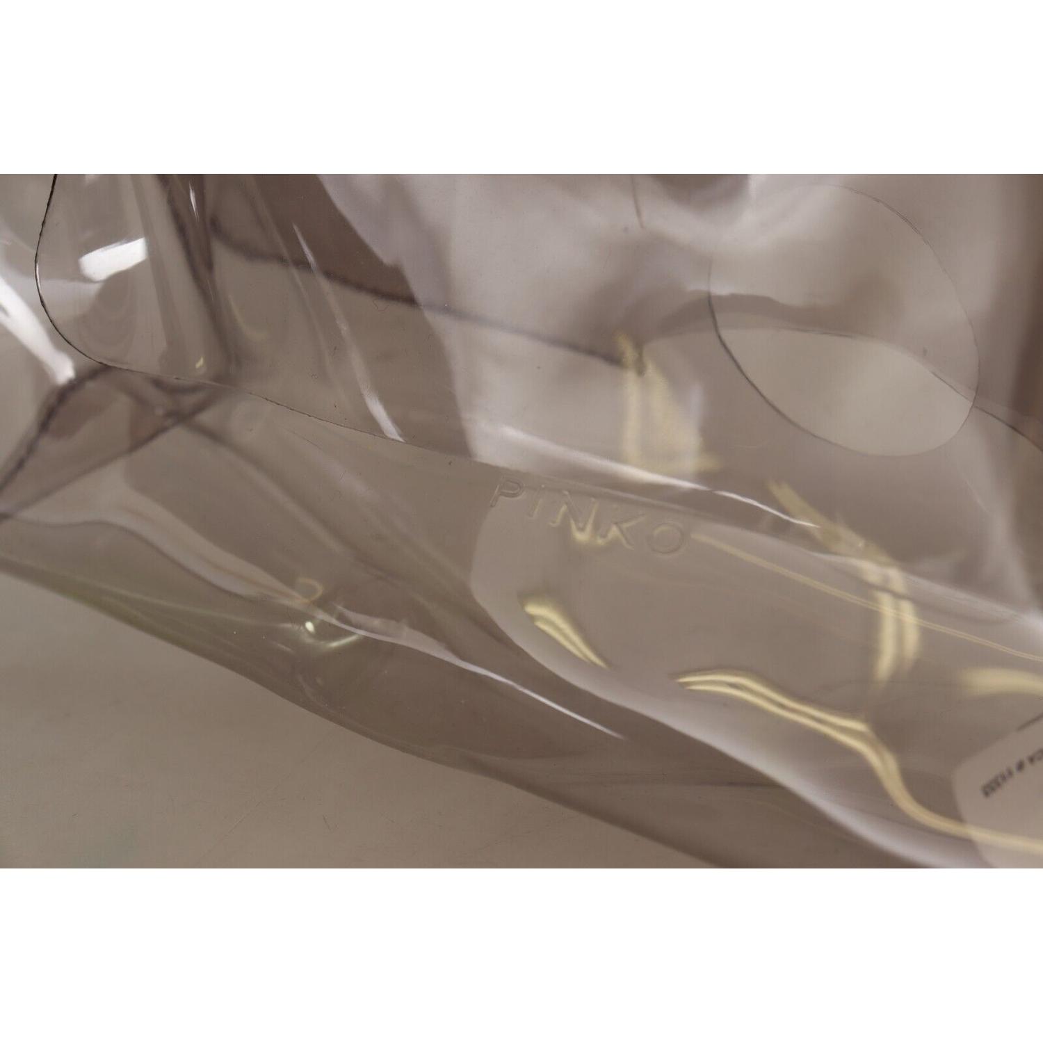PINKO Black Clear Plastic Transparent Pouch Purse Clutch Bag