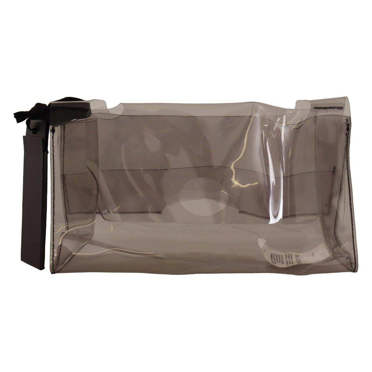 PINKO Black Clear Plastic Transparent Pouch Purse Clutch Bag