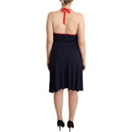Roccobarocco Navy Blue Sleeveless Halter Sheath Midi Dress WOMAN DRESSES