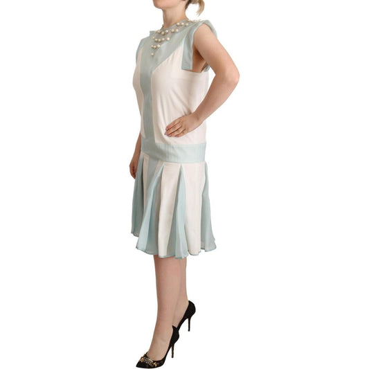 Sergei Grinko Multicolor Faux Pearl Sleeveless Shift Midi Dress WOMAN DRESSES