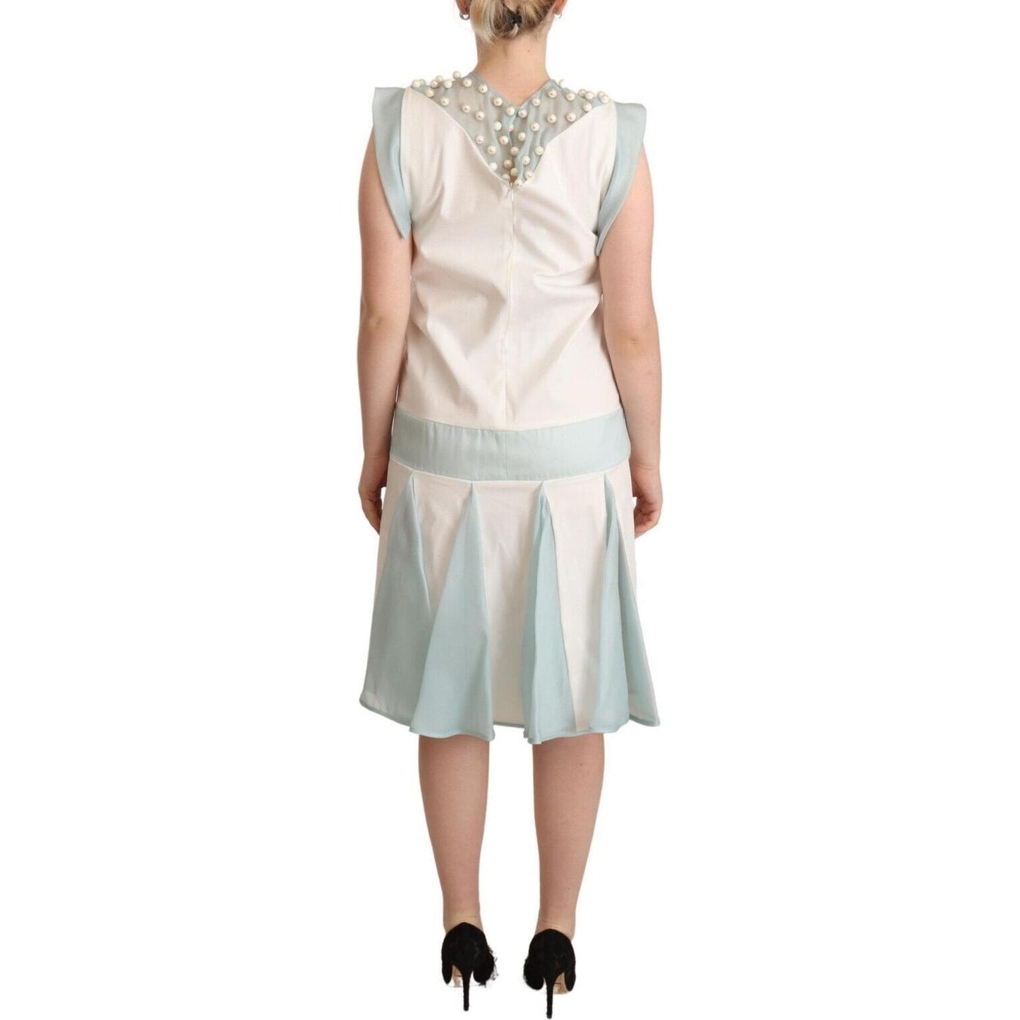 Sergei Grinko Multicolor Faux Pearl Sleeveless Shift Midi Dress WOMAN DRESSES