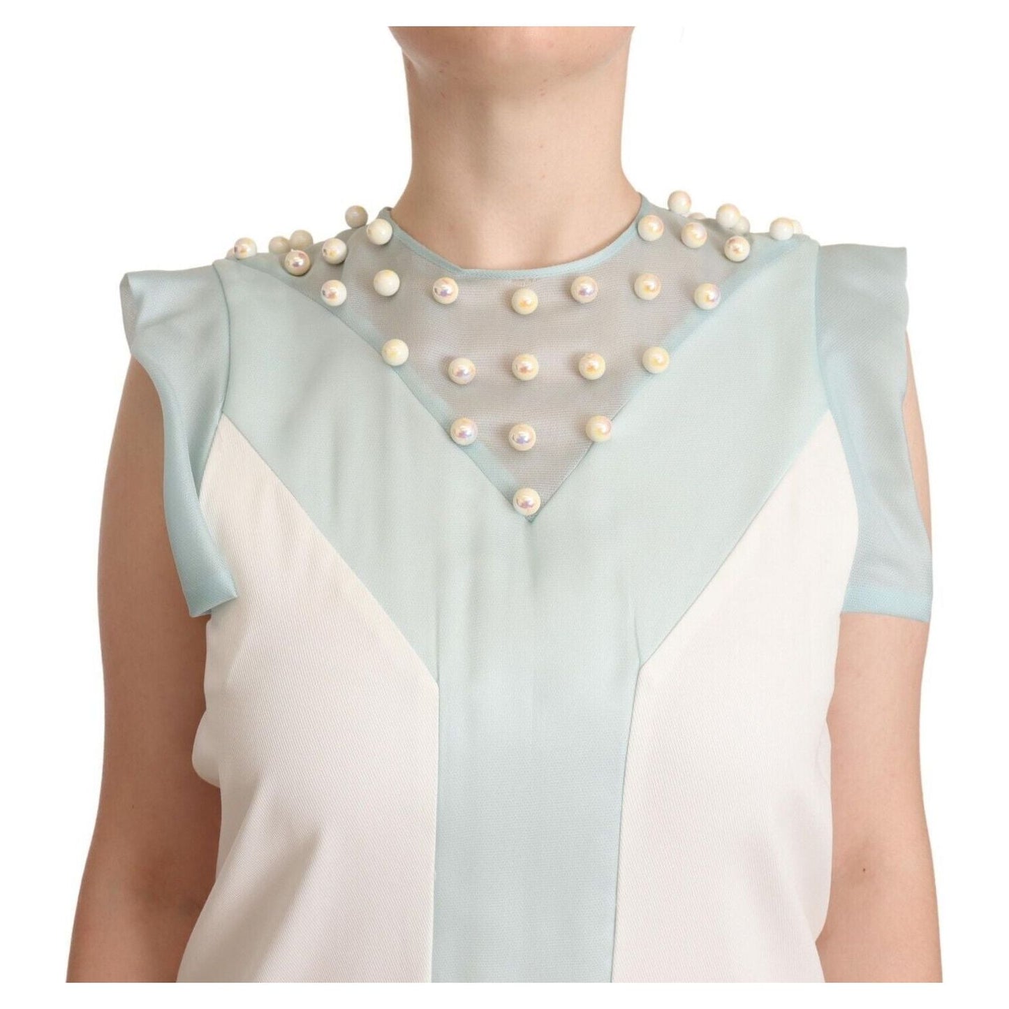 Sergei Grinko Multicolor Faux Pearl Sleeveless Shift Midi Dress WOMAN DRESSES