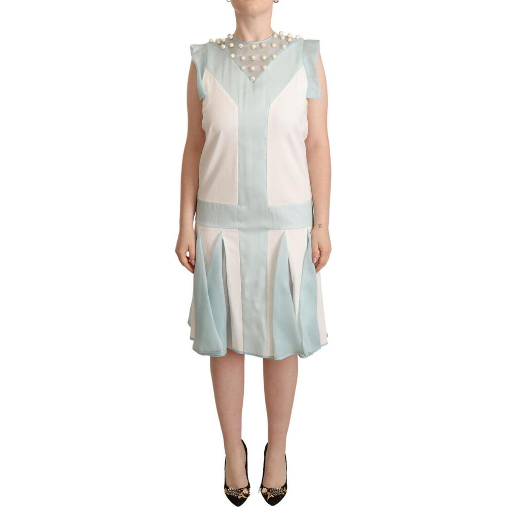 Sergei Grinko Multicolor Faux Pearl Sleeveless Shift Midi Dress WOMAN DRESSES