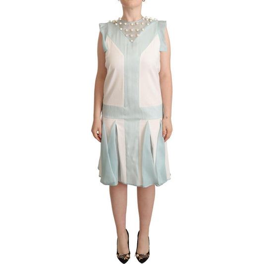 Sergei Grinko Multicolor Faux Pearl Sleeveless Shift Midi Dress WOMAN DRESSES