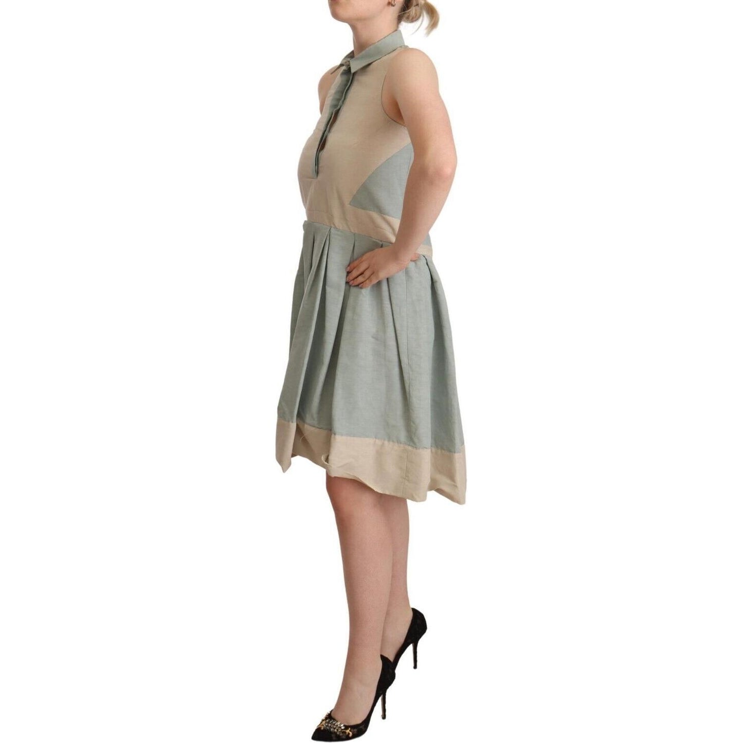 Comeforbreakfast Multicolor Collared Sleeveless Sheath Dress1728,29% Cotton,32% Nylon,67345645728,Clothing,Comeforbreakfast,Dresses - Clothing,Dresses - Women - Clothing,IT40|S,Material: 39% Linen,Midi - Dresses - Clothing,Multicolor,New with tags,Sleevel