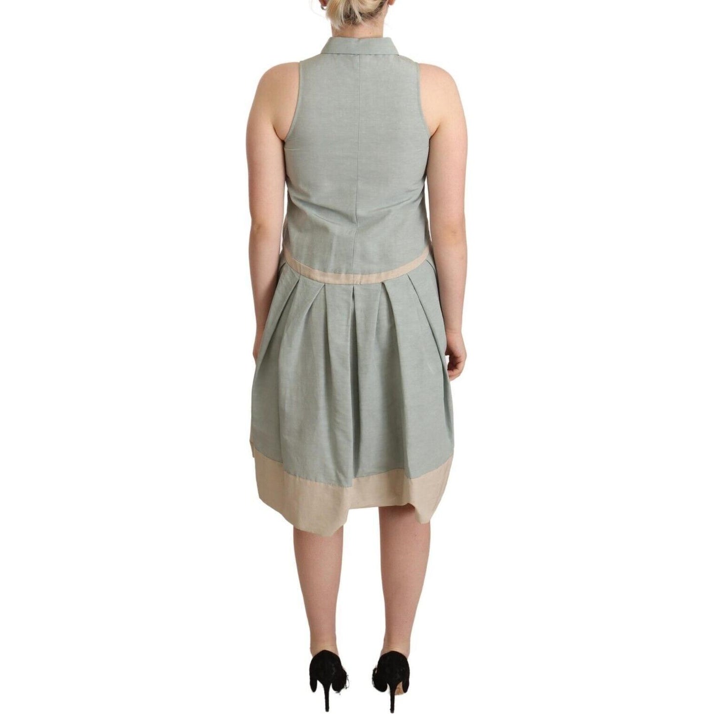 Comeforbreakfast Multicolor Collared Sleeveless Sheath Dress1728,29% Cotton,32% Nylon,67345645728,Clothing,Comeforbreakfast,Dresses - Clothing,Dresses - Women - Clothing,IT40|S,Material: 39% Linen,Midi - Dresses - Clothing,Multicolor,New with tags,Sleevel