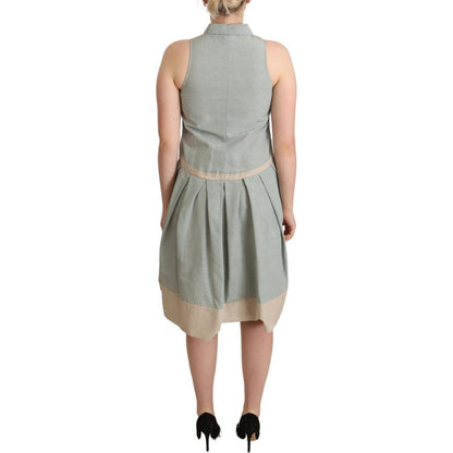 Comeforbreakfast Multicolor Collared Sleeveless Sheath Dress1728,29% Cotton,32% Nylon,67345645728,Clothing,Comeforbreakfast,Dresses - Clothing,Dresses - Women - Clothing,IT40|S,Material: 39% Linen,Midi - Dresses - Clothing,Multicolor,New with tags,Sleevel