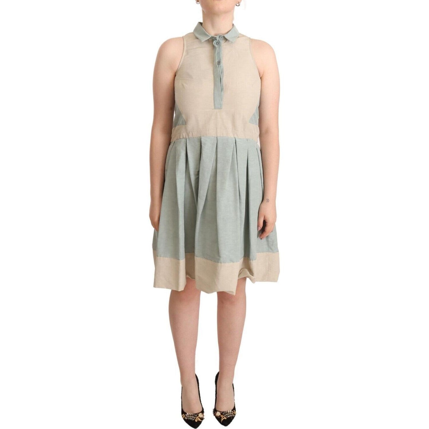 Comeforbreakfast Multicolor Collared Sleeveless Sheath Dress1728,29% Cotton,32% Nylon,67345645728,Clothing,Comeforbreakfast,Dresses - Clothing,Dresses - Women - Clothing,IT40|S,Material: 39% Linen,Midi - Dresses - Clothing,Multicolor,New with tags,Sleevel