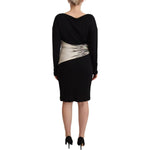 Roberto Cavalli Black Silver Sheath Knee Length Dress WOMAN DRESSES