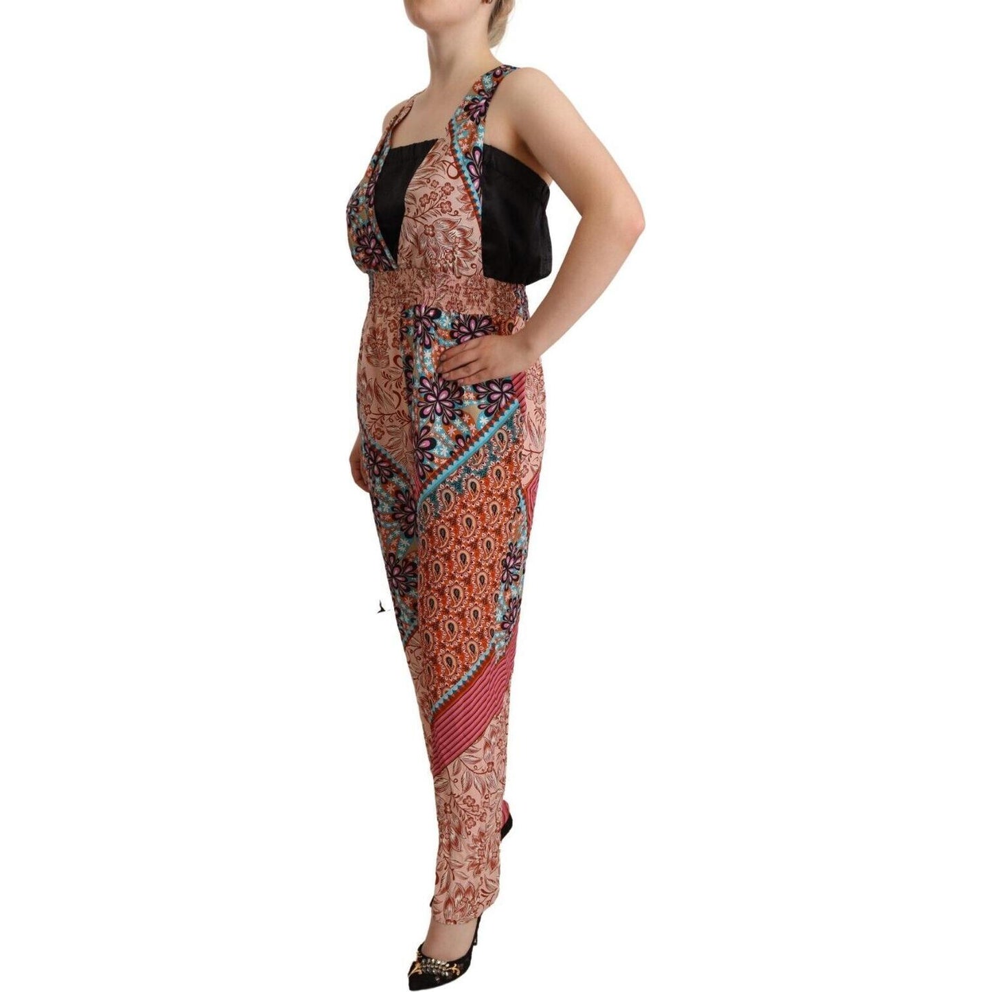 PINKO Multicolor Viscose Floral Print Women Jumpsuit Dress Jeans & Pants