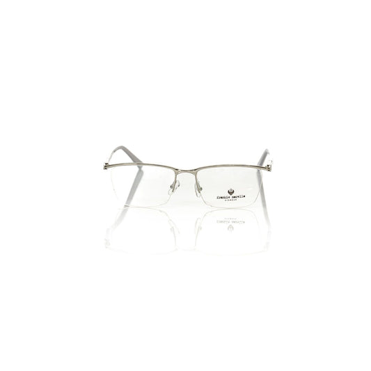 Frankie Morello Silver Metallic Unisex Frame with gold metal and Havana arms, Clubmaster eyeglasses crafted in Italy.