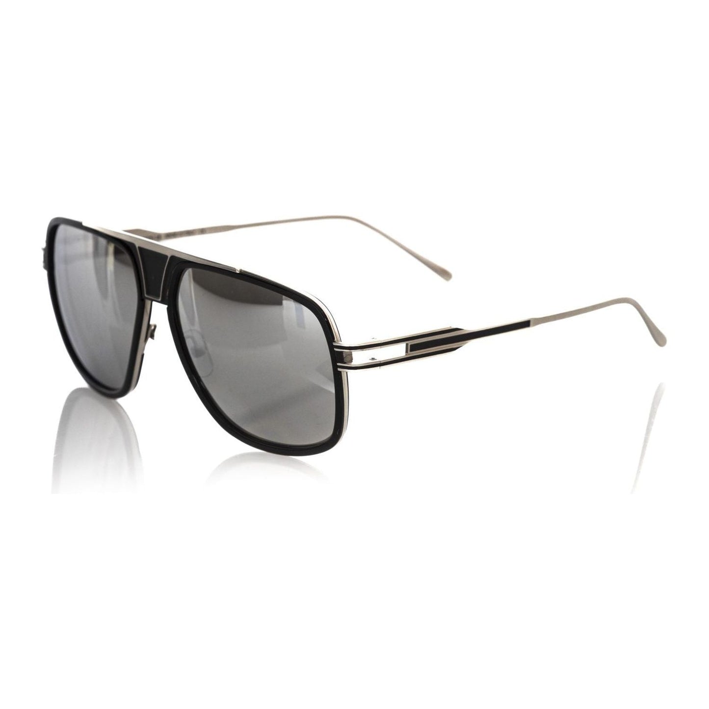 Frankie Morello Black Metallic Fibre Men Sunglass