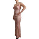 Dolce & Gabbana Pink Lace Long Bodycon Maxi Polyester Dress WOMAN DRESSES