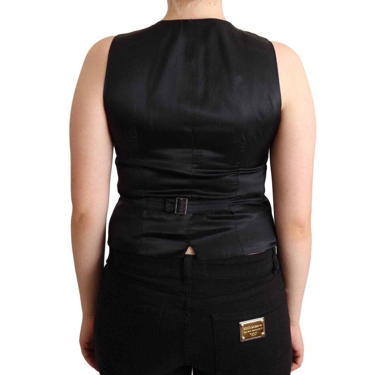 Dolce & Gabbana Black Button Down Sleeveless Viscose Vest Top 1728,2% Elastane,48% Virgin Wool,67345645728,Black,Clothing,Dolce & Gabbana,IT36|XXS,IT38|XS,IT40|S,IT46|XL,Material: 50% Viscose,New with tags,Suits & Blazers - Clothing,Tops & T-Shirts - Wome