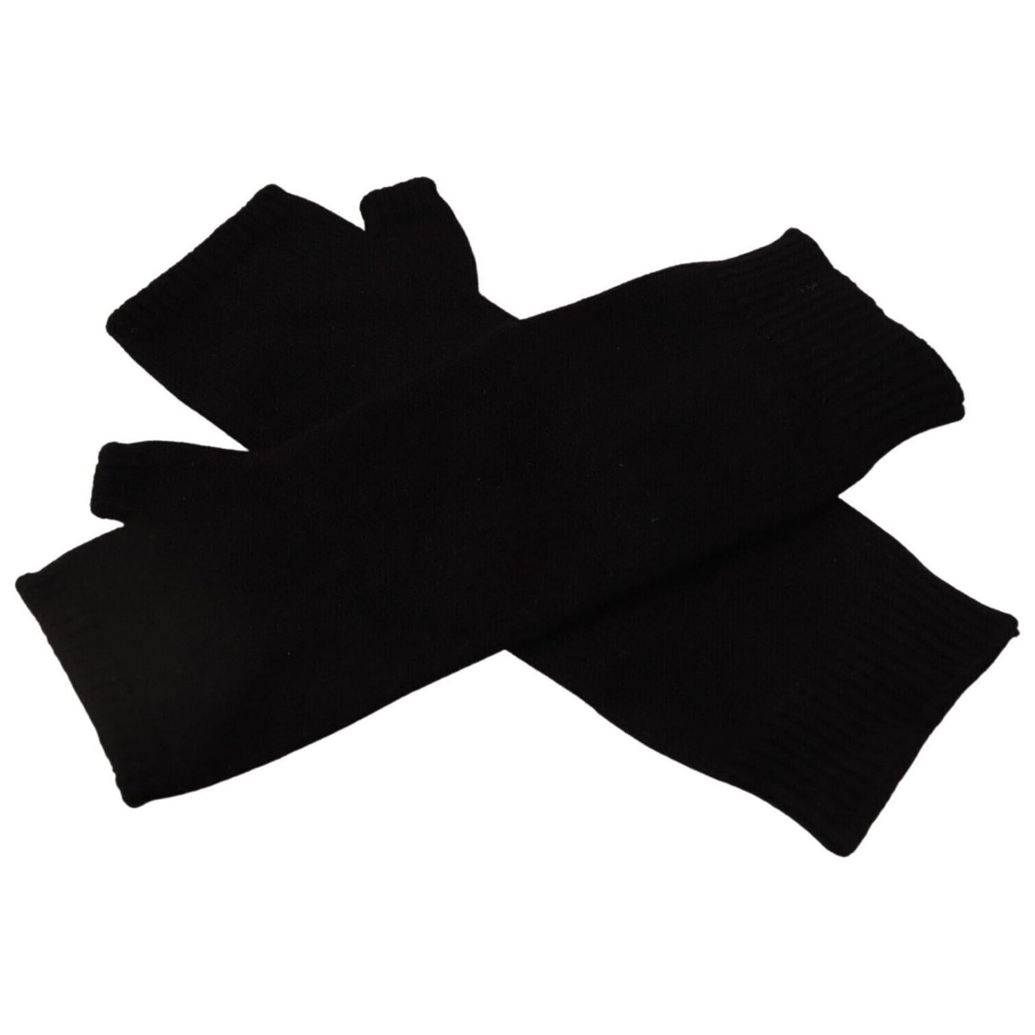 قفازات دولتشي آند غابانا الأنيقة المصنوعة من الكشمير الأسود بدون أصابع