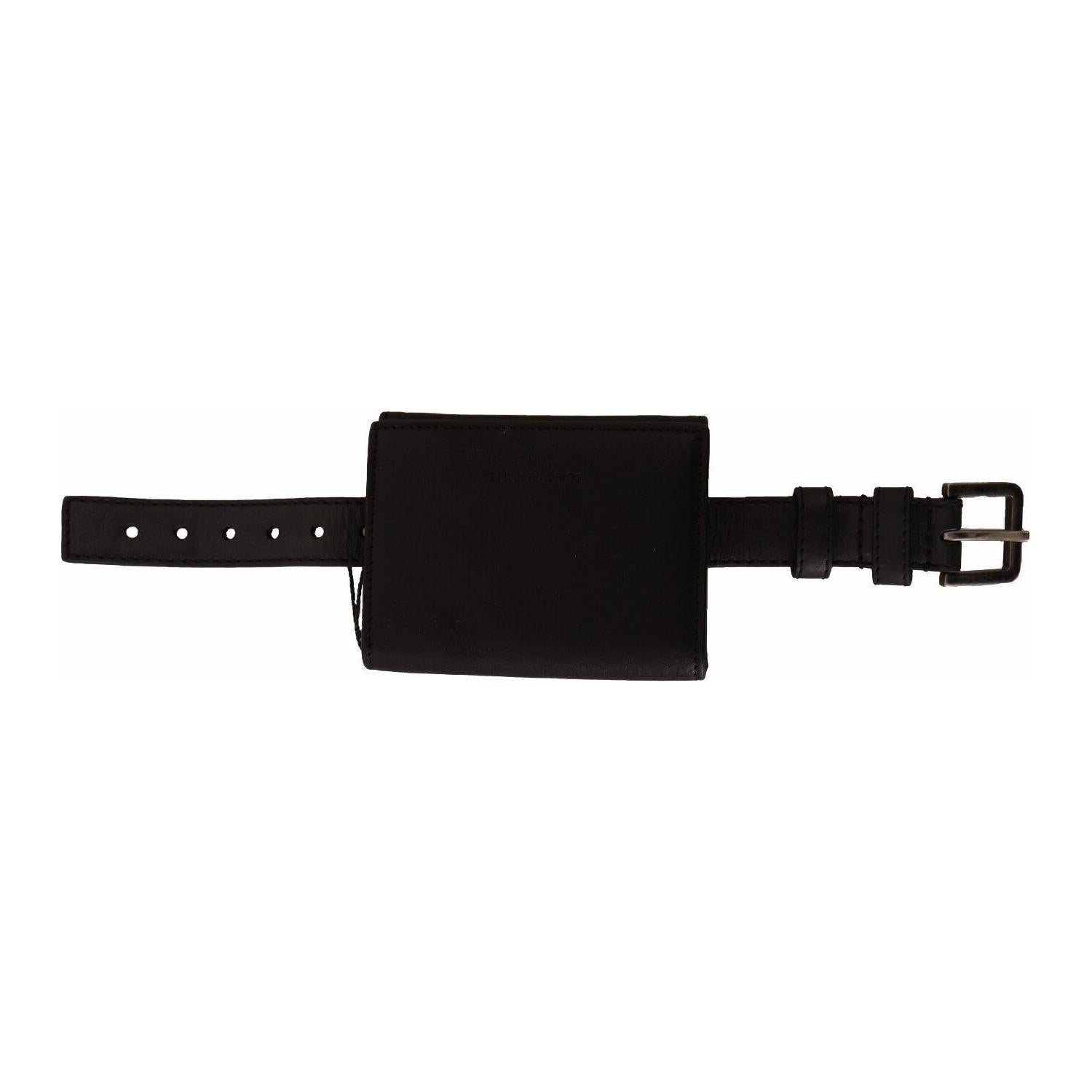Dolce & Gabbana Black Leather Trifold Purse Belt Strap Multi Kit Wallet