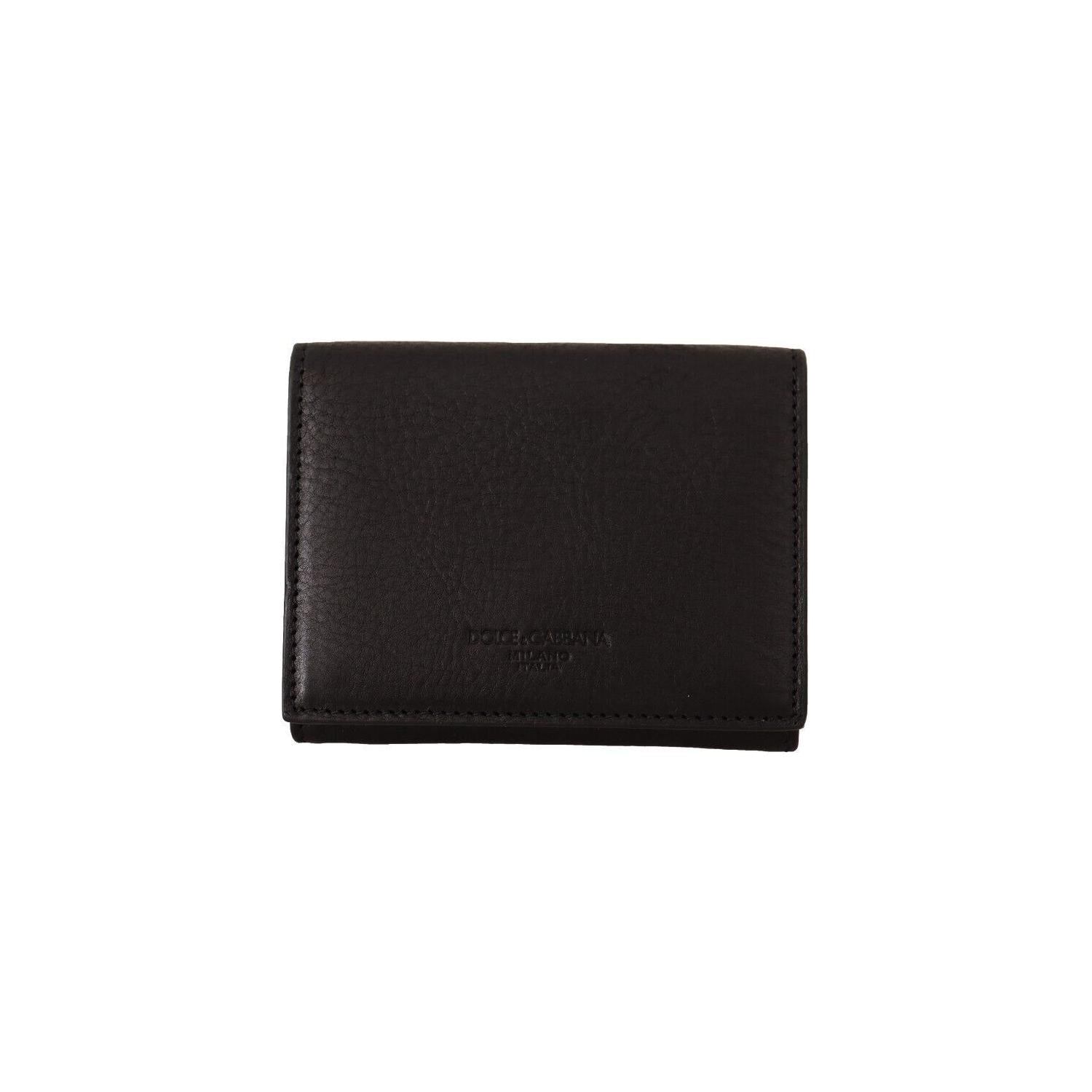 Dolce & Gabbana Black Leather Trifold Purse Belt Strap Multi Kit Wallet