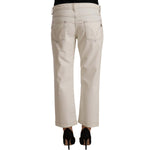 Dolce & Gabbana Off White Cotton Flared Cropped Denim Jeans